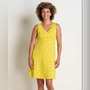 NWT Toad&Co Rosemarie Sleeveless Yellow Half‎ Daisy Print Dress Zipper Pocket SM